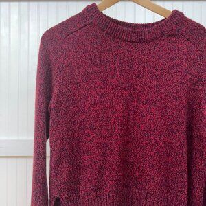 H&M Sweater Red Black Indie Marled‎ Knit Pullover Women's Crew Neck Crop Top S